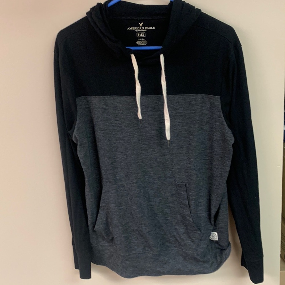 American eagle mens flex hoodie sweatshirt colors black and grey size small